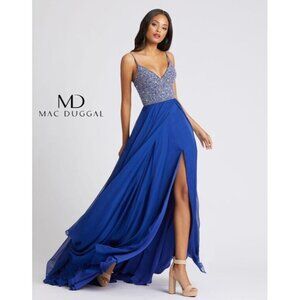 Mac Duggal Blue Maxi Dress